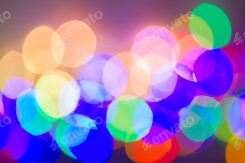 Preview: Christmas Multicolored Festive Bright Big Lights Bokeh Defocused Background