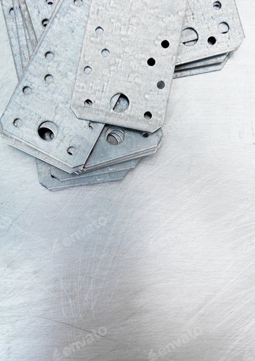 Preview: Metal Working Tools. Metal Style. Metal Preparations And Fixing Elements On The Scratched Metal