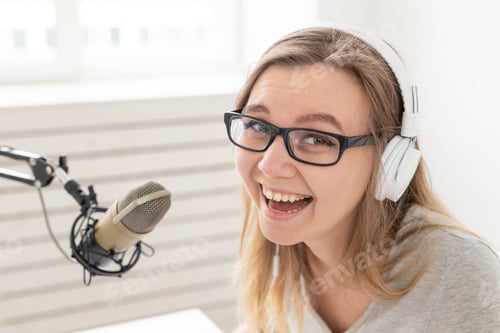 Preview: Dj, Radio Host And Blogging Concept - Close-Up Of Young Woman Working At The Studio