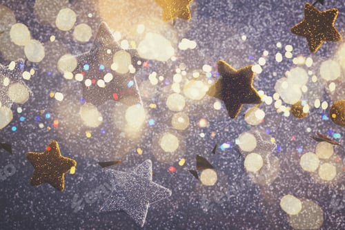 Preview: Silver And Golden Christmas Stars Festive Background, Retro Toned