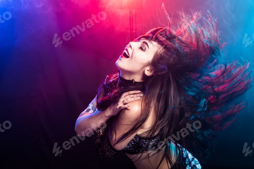 Preview: Spirituality Dance. Beautiful Sexy Woman With Luxury Glossy Eastern Make-Up Dancing Tribal Fusion