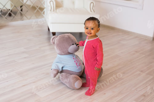 Preview: Cute Little Boy At Home. Mixed Race Child.