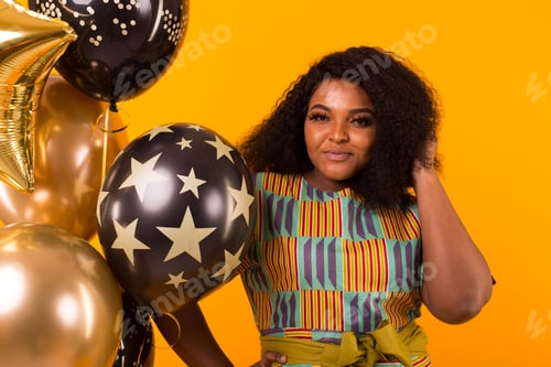 Preview: Holidays, Party And Fun Concept - Portrait Of Smiling Young African-American Young Woman Looking