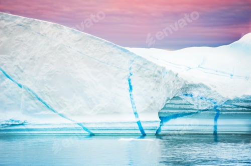 Preview: Big Iceberg In Atlantic Ocean At Sunset, Western Greenland