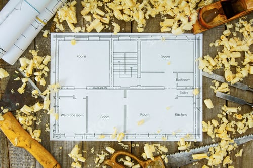 Preview: Woodworking. Joiner'S Works. Drawings For Building And Working Tools On Wooden Background.