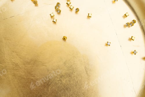 Preview: Christmas Empty Golden Plate With Decorations Background