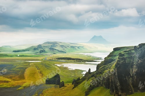 Preview: Fantastic Landscape With View Of The Hills And Mountains. South Of Iceland