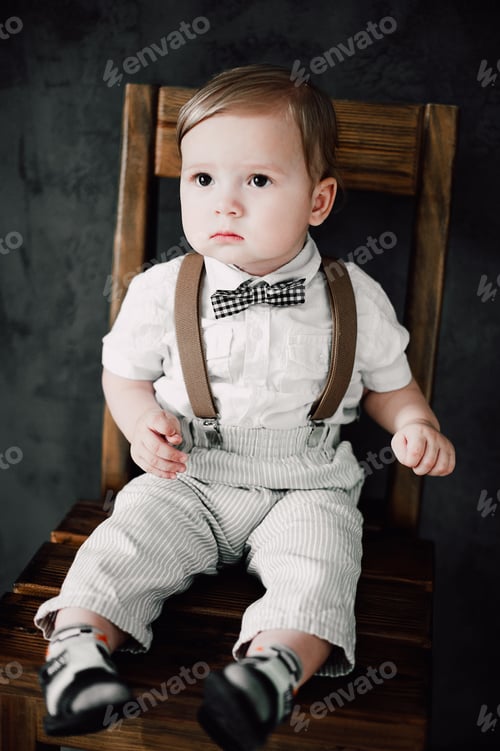 Preview: Baby - Boy Dressed As A Groom And Little Gentleman
