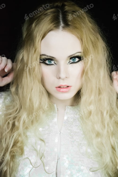 Preview: Portrait Of Beautiful Majestic Royal Person Of Queen Fantasy Character With Luxury Precious Black
