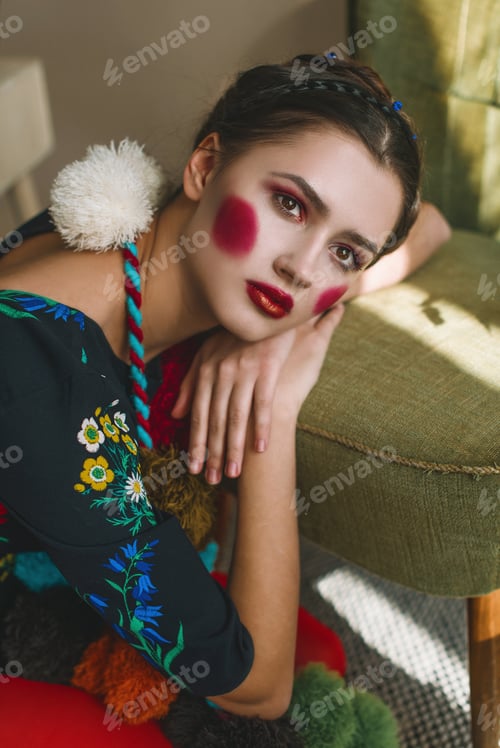 Preview: Woman Poses in Colorful Fashion and Makeup