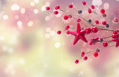 Preview: Branch Of Christmas Stars And Berries
