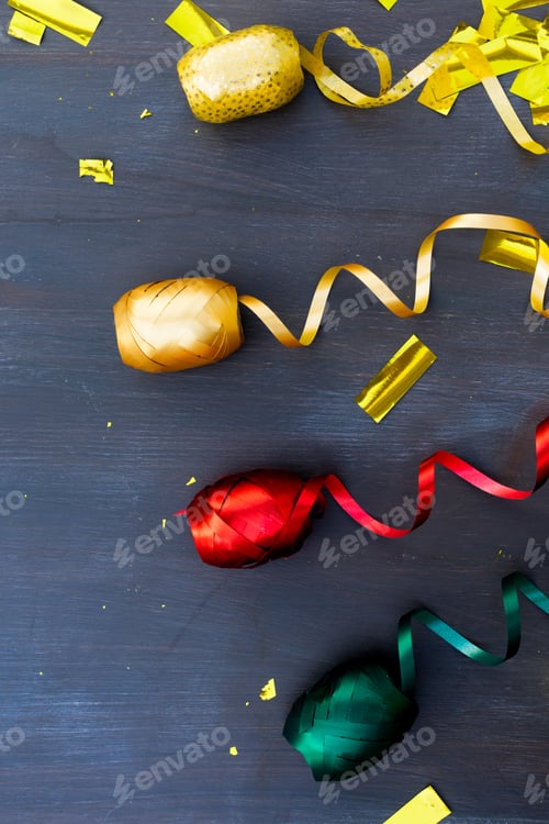 Preview: Carnaval Festive Paper Decorations On Dark Wooden Background
