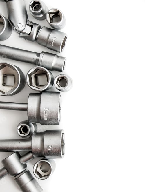 Preview: Metal Working Tools. Metalwork. Set Spanner On A White Background.
