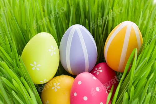 Preview: Pile Of Easter Eggs In Green Grass