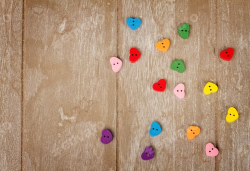 Preview: Hearts On Wooden Background With Copy Space, Retro Toned