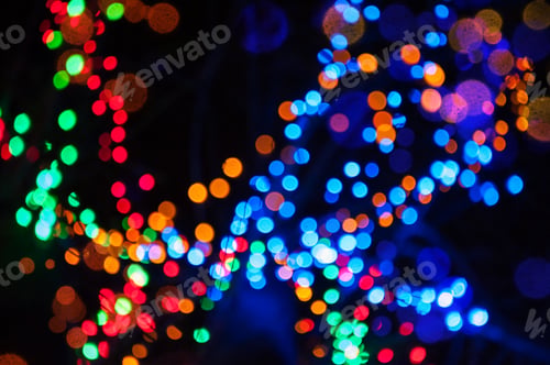 Preview: Christmas Shiny Background With Colorful Lights