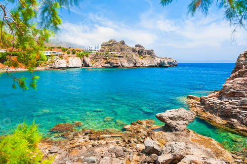Preview: Beautiful Sea Coast With Turquoise Water In Agios Pavlos, Crete Island, Greece.