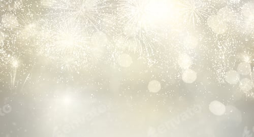 Preview: Abstract Festive Silver Winter Bokeh Background With Fireworks And Bokeh Lights