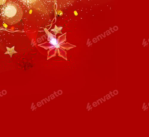 Preview: Star Shape Christmas Light On Red New Years Background