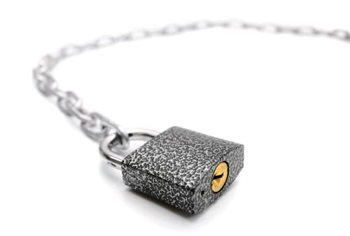 Preview: The Lock And Chain. On A White Background.