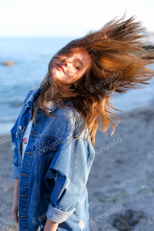 Preview: Charming Girl Resting And With Beautiful Smile On Face Posing In Camera, Laughing And Enjoying
