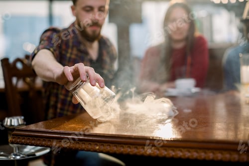 Preview: Rest In Hookah, Man Makes Tornado Out Of Smoke Shisha, Friends Watch And Talking.