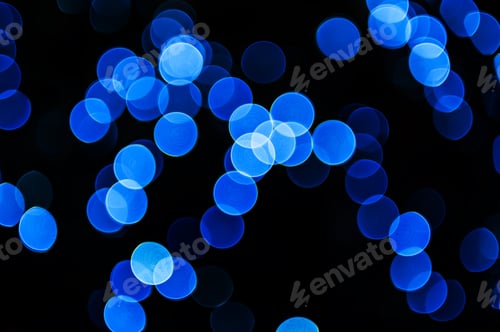 Preview: Blurred Shiny Background With Blue Lights And Bokeh