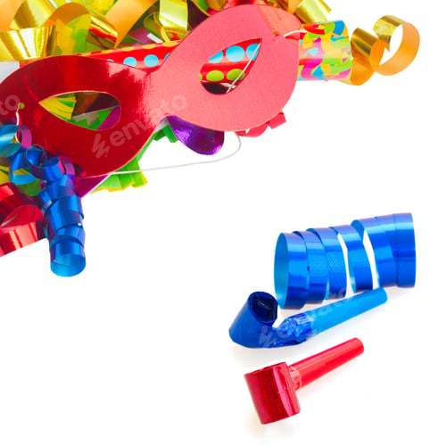 Preview: Mardi Gras Masques And Whistles Isolated On White Background