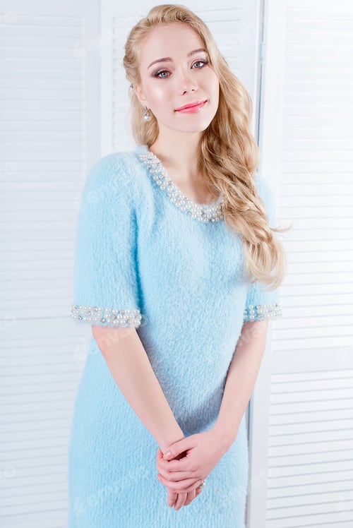 Preview: Young And Emotional Woman In Fashion Dress Over Glamour Background