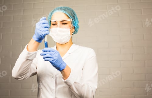 Preview: Science, Chemistry, Biology, Medicine And People Concept - Close Up Of Young Female Scientist