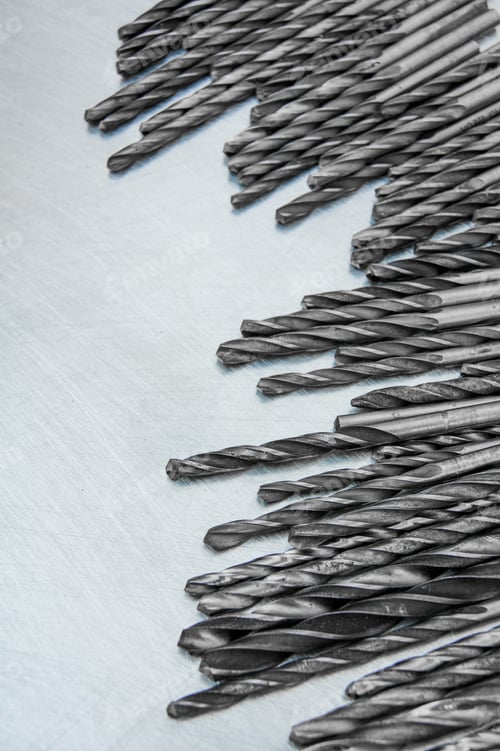 Preview: Metal Tools. Metal Style. Drills On The Scratched Metal Background.