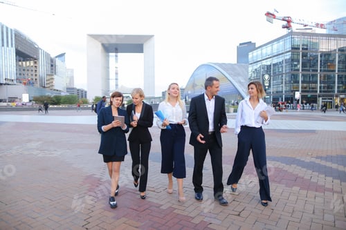 Preview: Female Biz Members Talking Outside And Calling By Smartphone. Concept Of Decision Making And Team