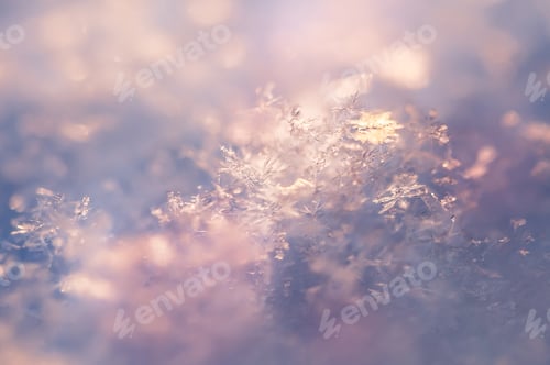 Preview: Macro Image Of Snowflakes. Selective Focus