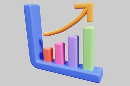Stylized representation of a bar graph with upward trend.