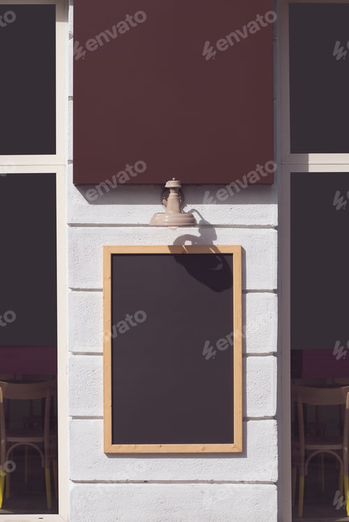 Preview: chalkboard menu frame on restaurant wall