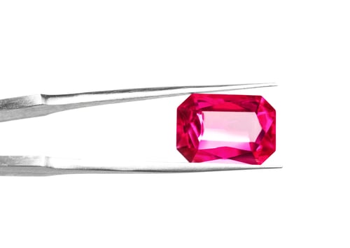 Preview: Tweezers with beautiful gemstone on white background
