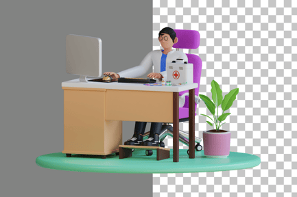 Preview: Doctor Working at Clinic 3D Illustration