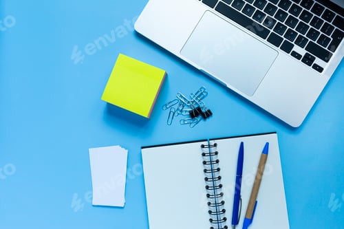 Preview: Flat lay workspace, office desk