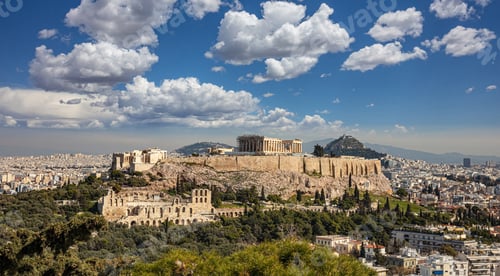 Preview: Athens, Greece. Acropolis and Parthenon temple from Philopappos Hill.