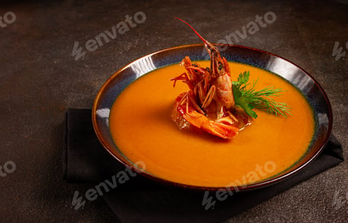 Preview: shrimp cream soup, bisque soup, French cuisine, homemade, no people,