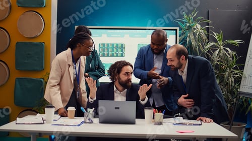 Preview: Tired overworked employee deciding to quit his job during important meeting