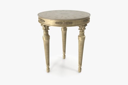 Preview: Classical Gold Leaf End Table with Marble Top