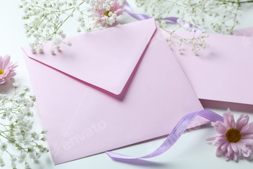 Preview: Concept of wedding invitation on white background