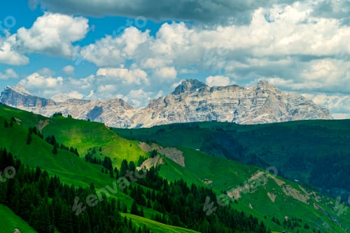 Preview: Mountain landscape along the road to Pordoi pass, Dolomites