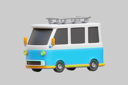Preview: Stylized Blue And White Van With Roof Rack