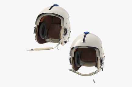 Visualização: Capacete de piloto militar HGU: poses duplas