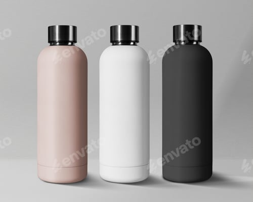 Preview: Minimal sport bottle in stainless steel with design space