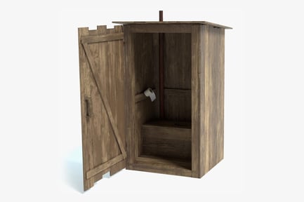 Preview: Rustic Wooden Outhouse with Open Door