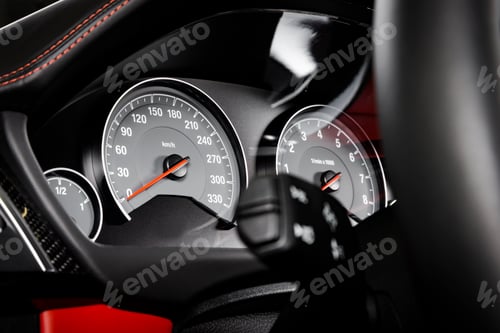 Preview: Close up shot of a speedometer in a car