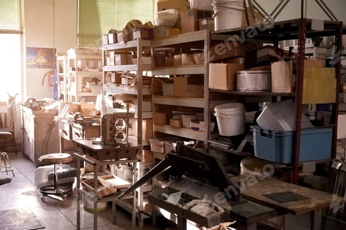 Preview: Messy warehouse room.